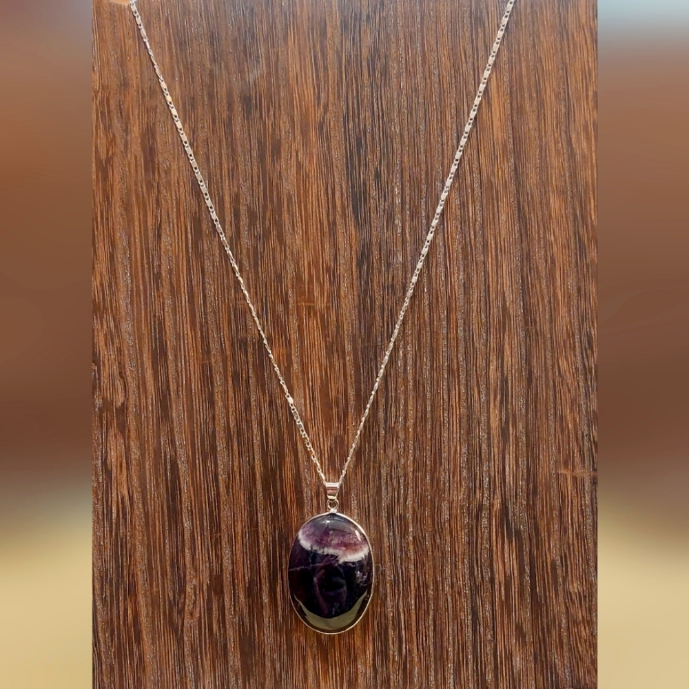 Polished Amethyst Pendant Necklace